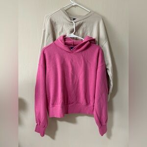 2 Sweatshirts Pink & Beige Hoodie
